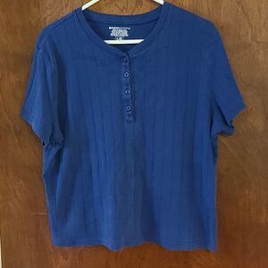 Large Basic Editions Blue Short Sleeve Top